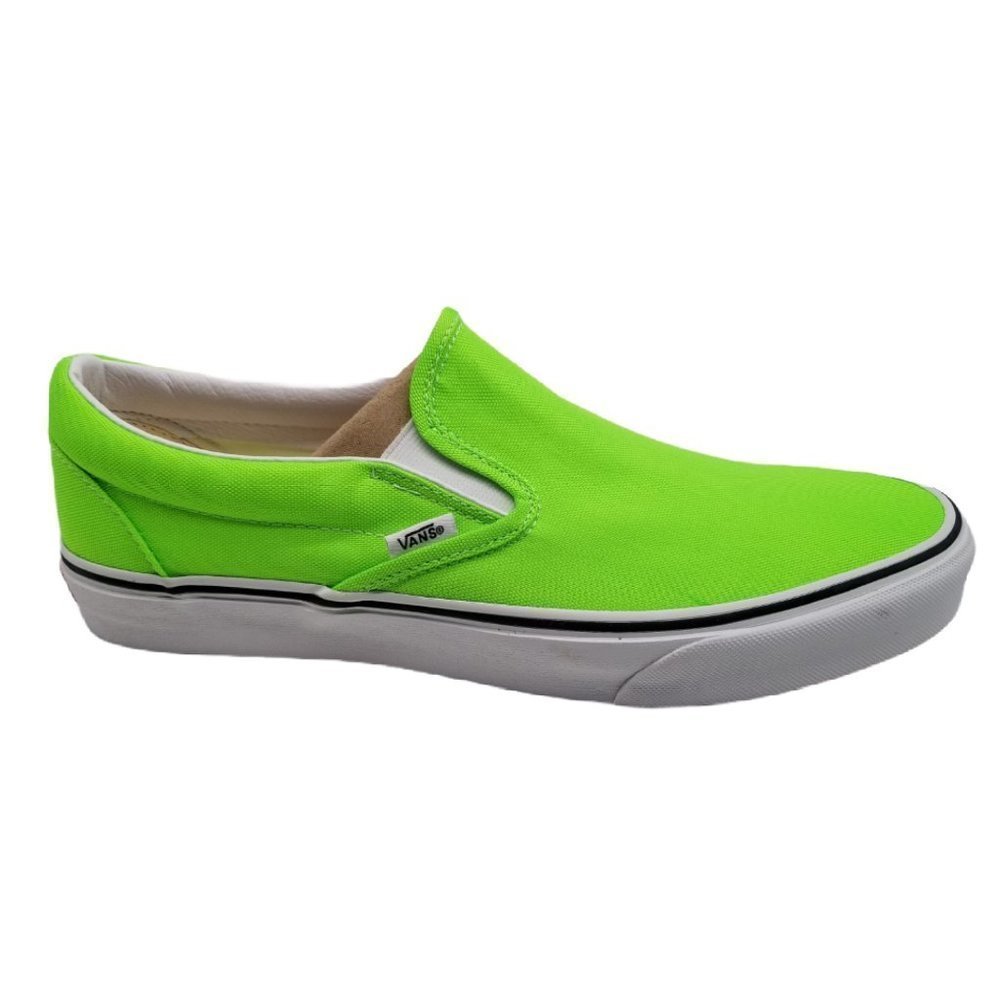Vans Classic Slip On Shoes Neon Green Gecko White